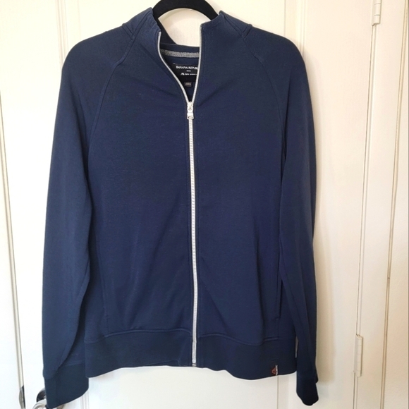Banana Republic Men's Polartec Full Zip Navy Sweater M Medium - Picture 1 of 9